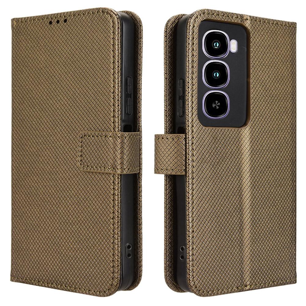 For itel City 100 4G Leather Wallet Case with Strap Diamond Texture Phone Cover