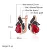 Shiny Red Natural Zircon Drop Earrings Women  Rose Gold And Black Plating High Quality Daily Fine Vintage Jewelry