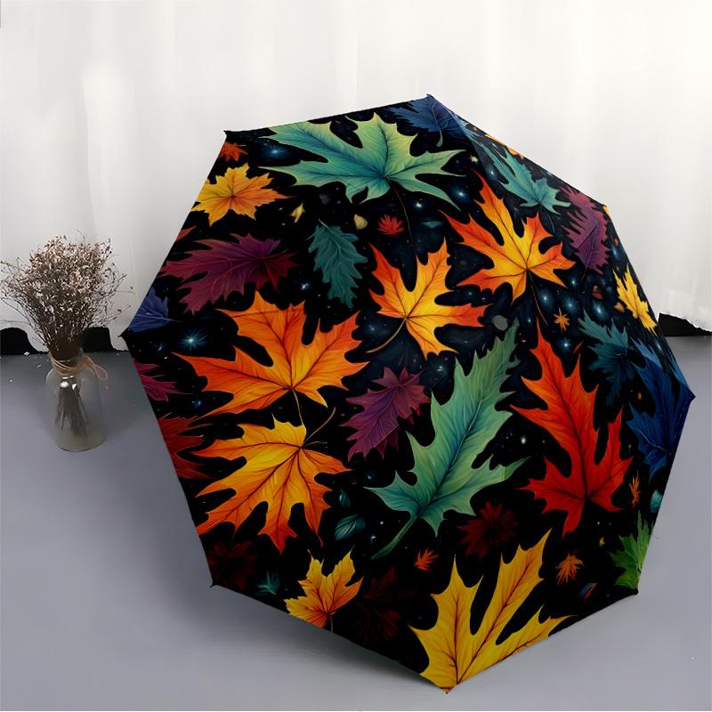 1pz Ombrello Automatico Apri/Chiudi Foglie d'Autunno, Ombrello Pieghevole Compatto, Ombrello Portatile per Tutte le Stagioni per Donne/Uomini F1124223