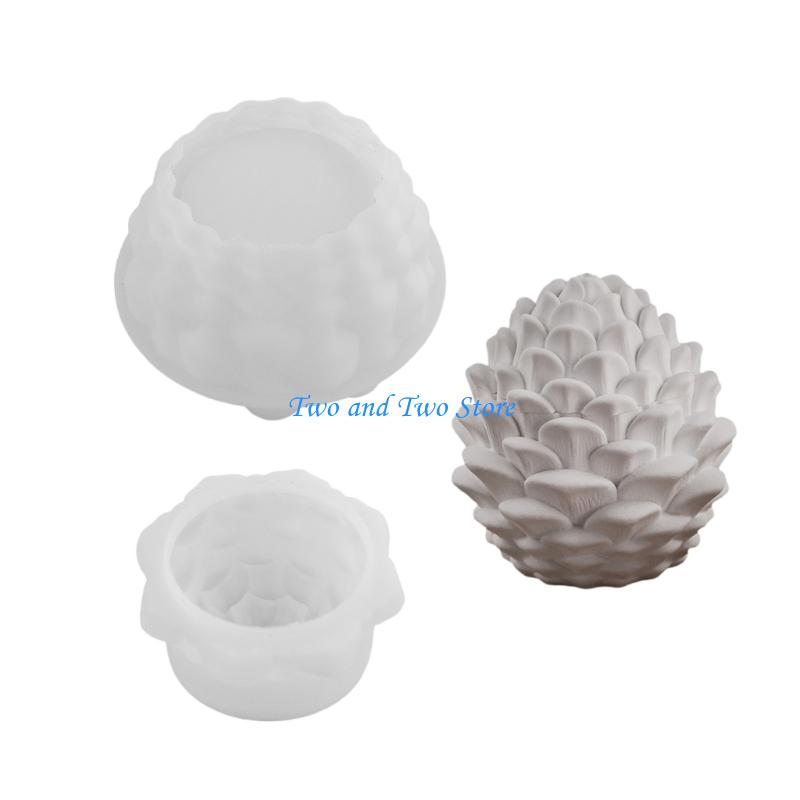 HX6F Creative Pinecone Design Silicone Mould Set For Crafting Unique Resin Storage Container With Cover CN