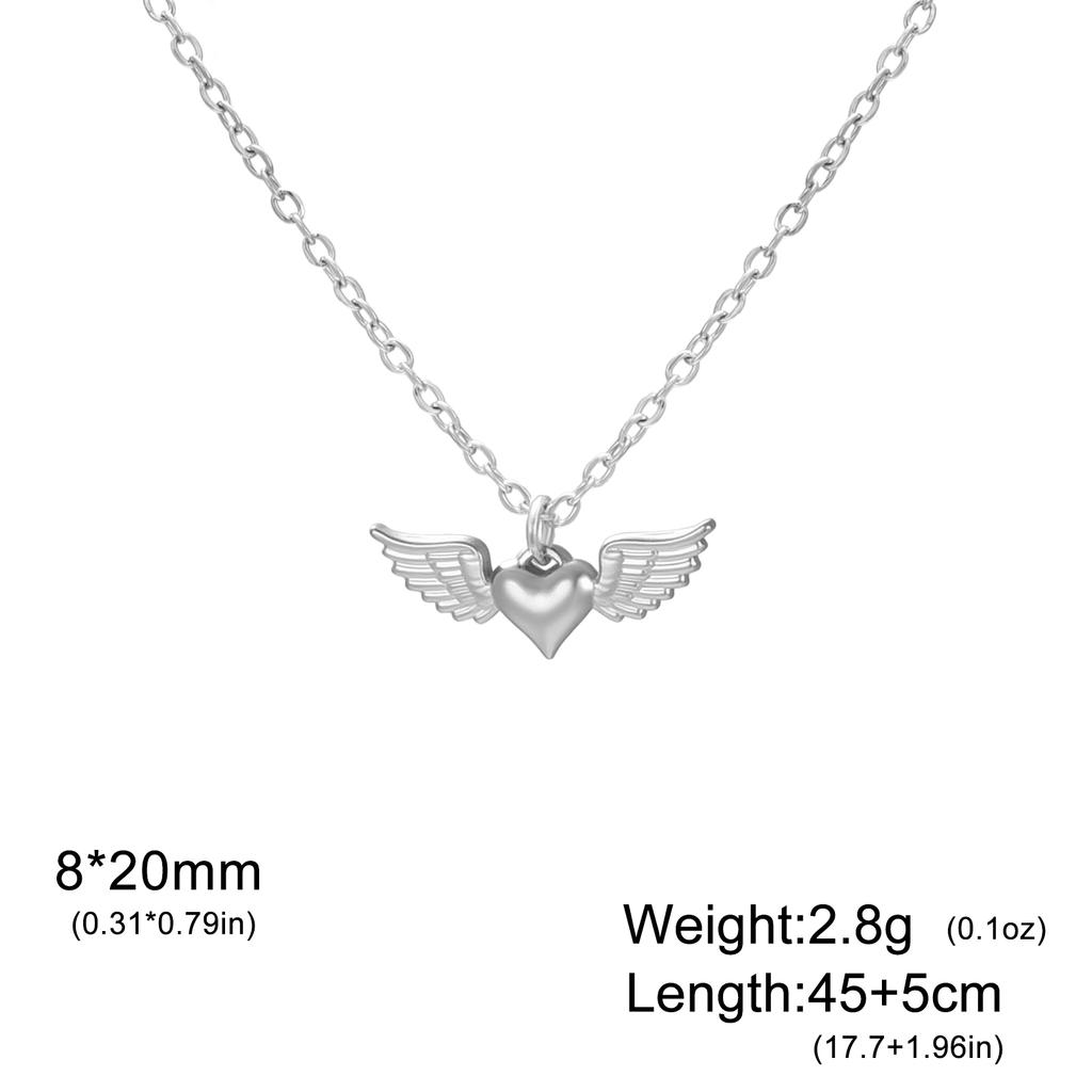 Teamer Heart Wing Pendant Necklaces Stainless Steel Gold Color Sweet Minimalist Chain Choker Fashion Jewelry Gift Wholesale