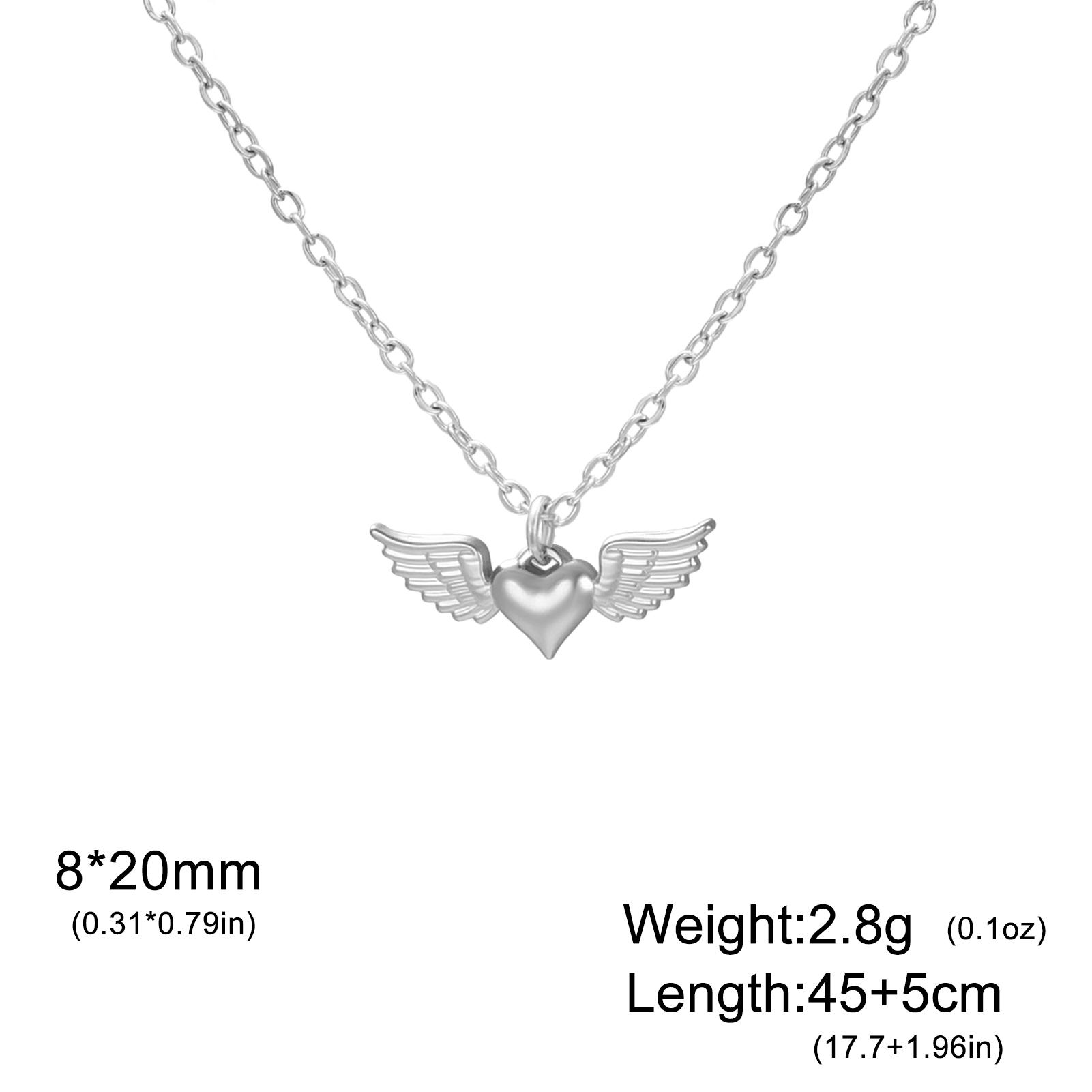 

Teamer Heart Wing Pendant Necklaces Stainless Steel Gold Color Sweet Minimalist Chain Choker Fashion Jewelry Gift Wholesale 45-50cm