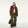 Reed Dream Vintage Fox Fur Coat Womens Winter Loose Fit Round Neck Faux Jacket