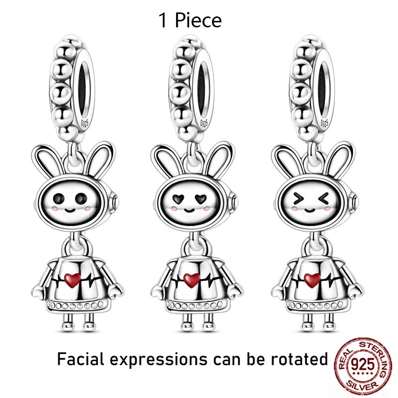 Copper Loveheart Charms Beads Cute Cat Panda Poker Phone Charm Pendant Fit Original Bracelet Diy Jewelry Women Gift