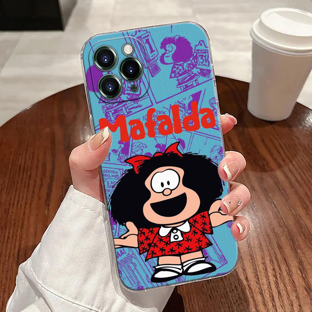 Mafalda Disney Transparent Phone Case For iPhone 17 Pro Max 17E 11 12 13 14 15 16 Pro Max Plus 17 Air 16E 7 X Soft Cover Mafalda
