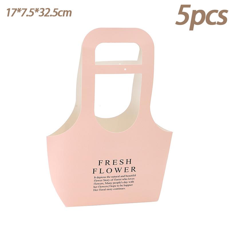 Foldable Waterproof Flower Bag Letter Box Kraft Paper Gift Bags 3Pcs Handbag