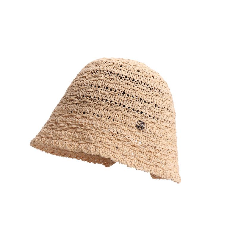 Spring and summer breathable cotton and linen sun hat straw woven bucket hat versatile simple sun hat travel