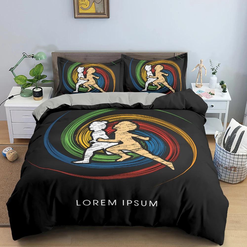 Sport Player King Queen Duvet Cover Skiing Action Bedding Set Teens Adults Extreme Sport Soft Black 2/3pcs Polyester Quilt Cover