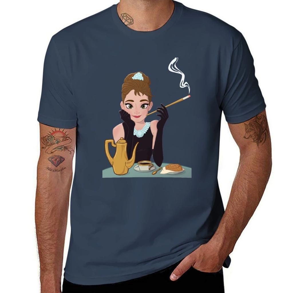 Audrey Hepburn Bo T-Shirt Basic Reguläre Passform Lässiges T-Shirt