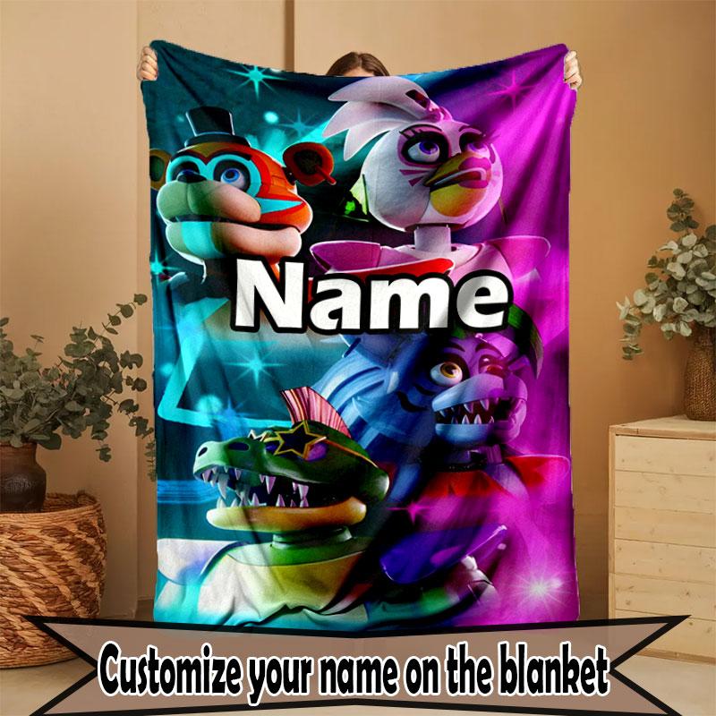 Custom Name Personalized Five Nights at Freddy's Print Blanket, Home Decor, Bedroom, Sofa, Camping, Couch, Gifts for Birthday Christmas