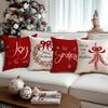 1/4Pcs Red Christmas Pillowcase, Bow Christmas Wreath, Christmas Plant Design Cushion Cover, Farmhouse Christmas Decoration