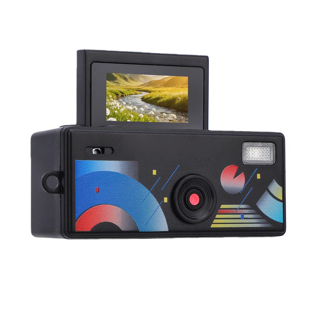 Portachiavi Fotocamera Digitale Schermo a Colori Flip da 0,96 Pollici Fotocamera Retrò con Flash Integrato per Registrazioni di Vita Nero
