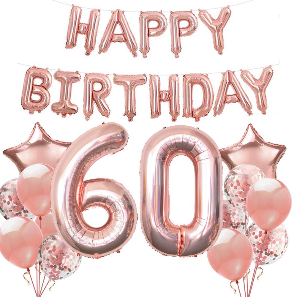 

Rose Gold and Gold Foil Birthday Balloons Set for 18th, 30th, and 40th Celebrations