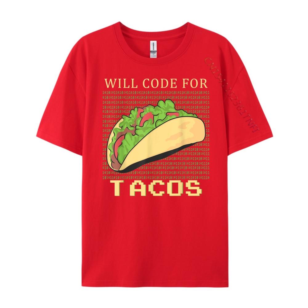 Will Code For Tacos Software Developer Coder Black T Shirt Man Clothes
