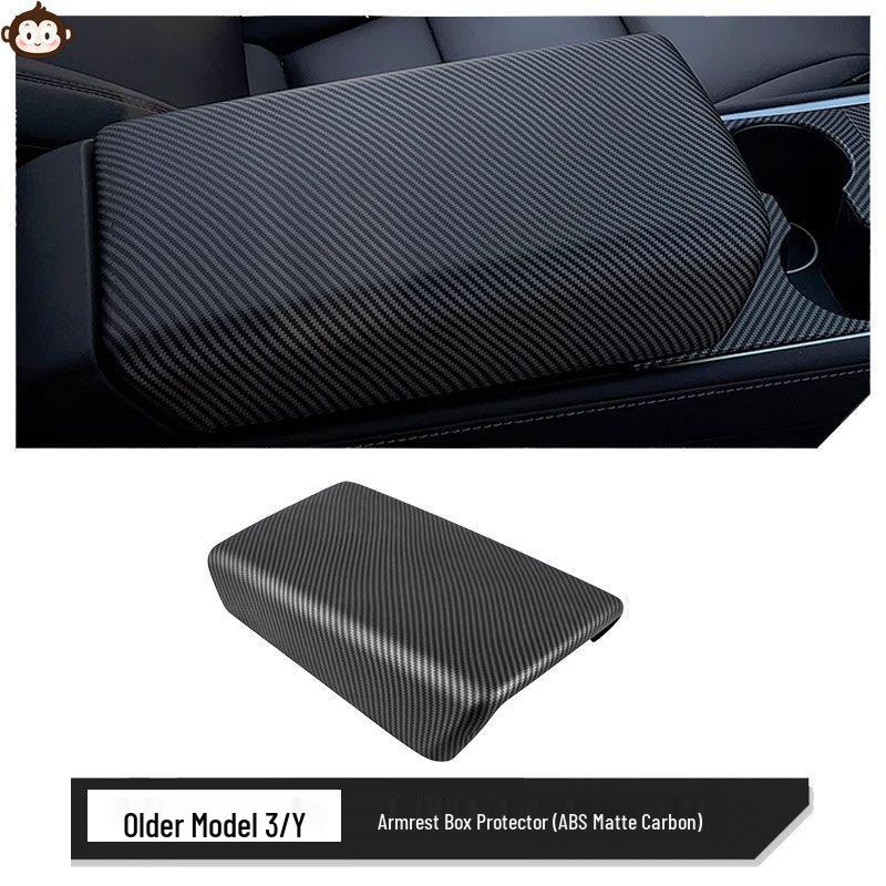 Tesla Model 3/Y Carbon Fiber Armrest Box Cover & Air Vent Protector