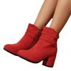 Belt Buckle High-heeled Fashion Boots 2025 Winter New Suede Block-heeled Booties