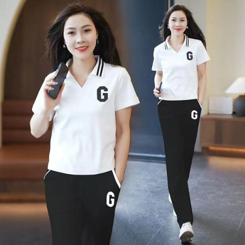 Повседневный модный комплект, Женский летний спортивный костюм, Тонкий комплект из двух предметов, Омолаживающий, Современный, Дышащий и удобный комплект XXXL