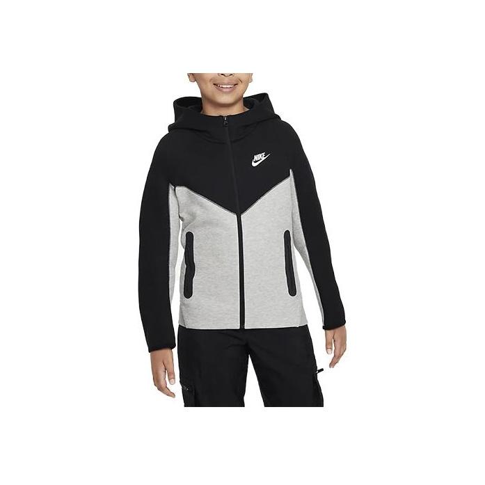 Nike Color Block Mikina s kapucí na zip pro volný čas Dětské bundy Černá Šedá FD3285-064