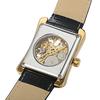 JEWELRYWE Herrenuhr mit Lederarmband, Stilvolles Wasserdichtes Automatikwerk, Skelett-Design, Antiker Stil, Quadratische Form, Gold