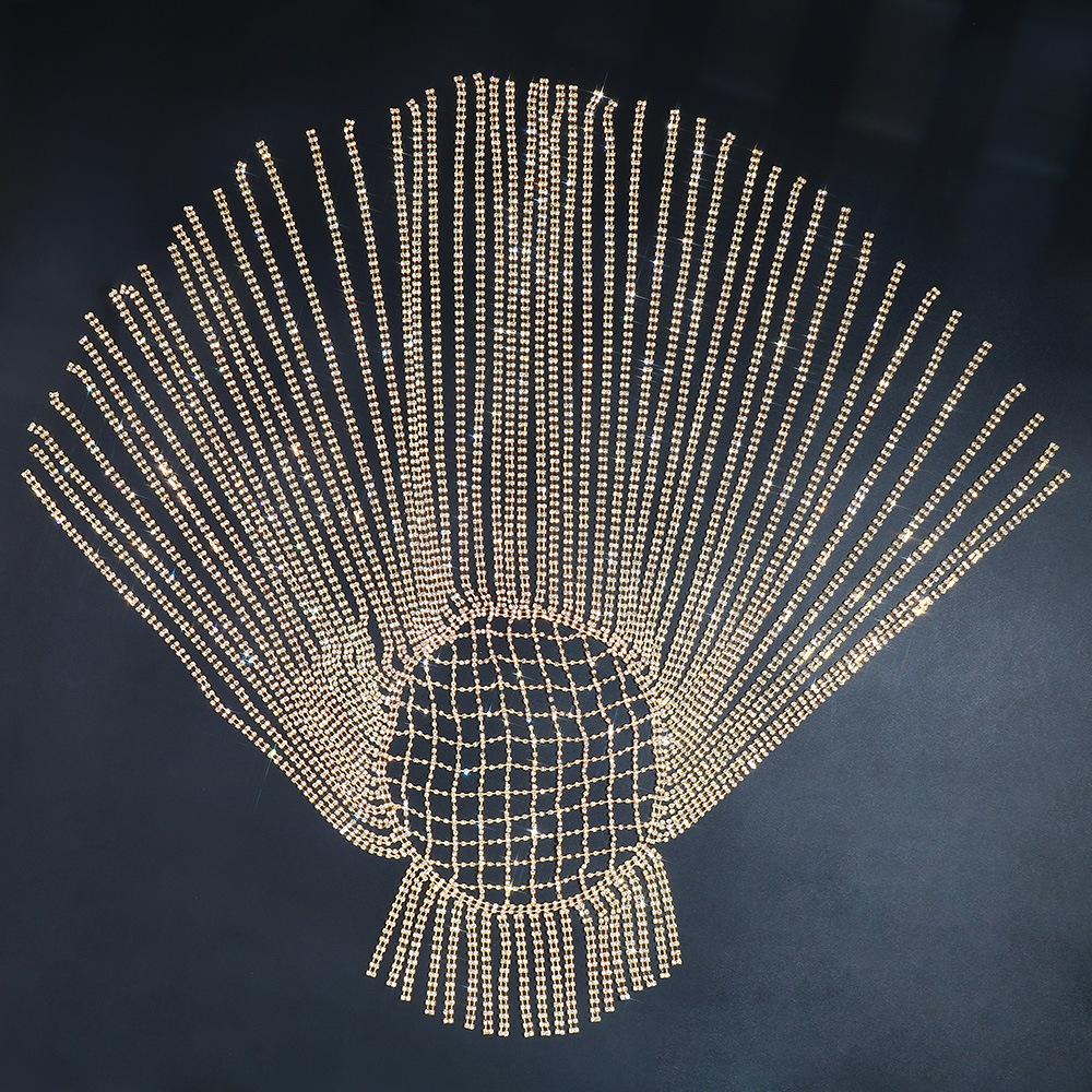 Personality Exaggerated Rhinestone Long Tassel Hair Hoop Headdress Punk Hair Hoop Body Chain Jewelry Stainless Steel fashion sexy rhinestone hair accessories