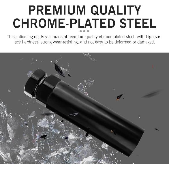Large 6 Spline Lug Nut Socket, Fuel Rim Lug Nut Lock Removal, Wheel Lock Key Replacement For Aftermarket 6 Spline Lug Nut, For 21 Mm (13/16 Inch) &