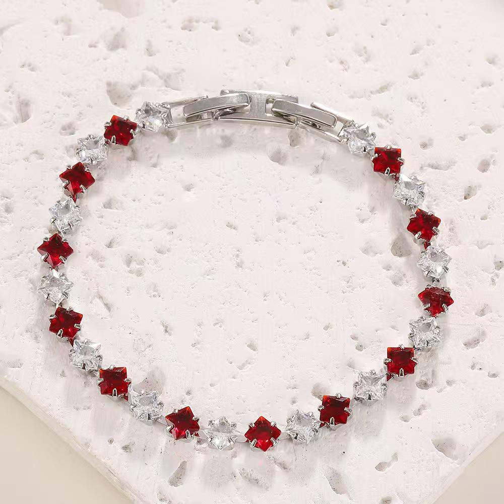 

Міжкордонний тенісний браслет із цирконію з позолотою, з кольоровим блиском та мінімалістичним дизайном 4x4 Gold - 17cm