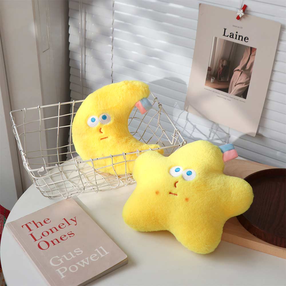 Juguete de Peluche Estrella Luna Esponjosa Algodón PP Peluche Estrella Luna Juguete Relleno Regalos para Niños