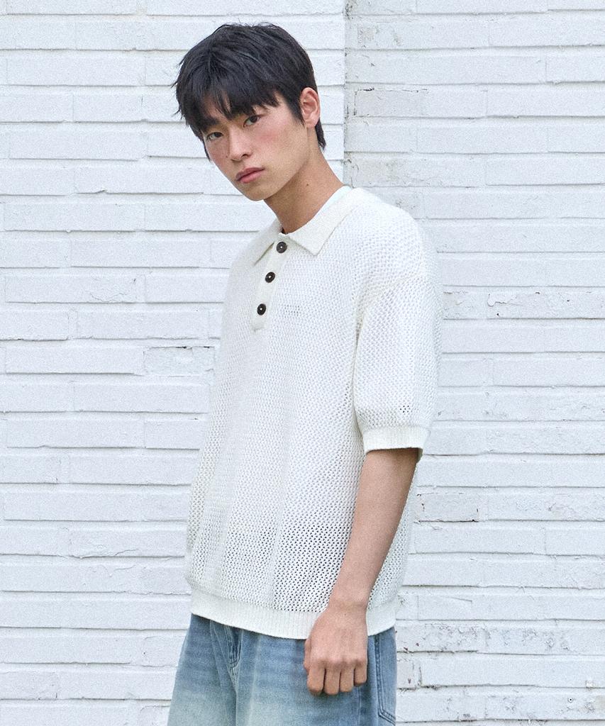 FILLUMINATE Punched Collar Half Knit - Ivory