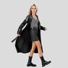 Women'S Extended Bathrobe Style Leather Trench Coat, Spring Autumn Wrinkle-Resistant Fashion Long Faux Leather Outerwear