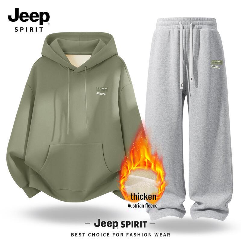 JEEP SPIRIT Men's Fleece Hooded Sweatshirt & Pants Set