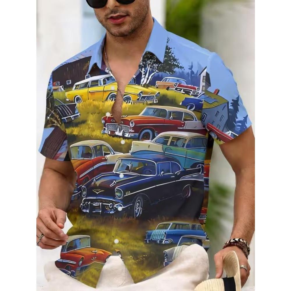 Men's Retro Fashion Pattern 3D Print Shirt Button Up Shirt Casual Shirt Summer Shirt Short Sleeve Daily Vacation Clothing