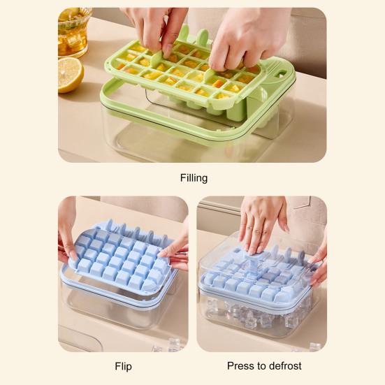 2-in-1 Ice Cube Tray with Lid Easy Push Release Ice Mold for DIY Popsicles Leakproof Freezer Container for Summer Drinks