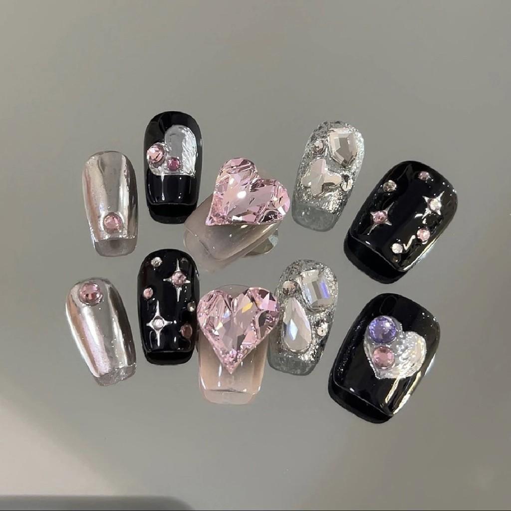 Handmade Nail Nail Patch For Sweet Cool Girl Short Black Millennial Spice Gir