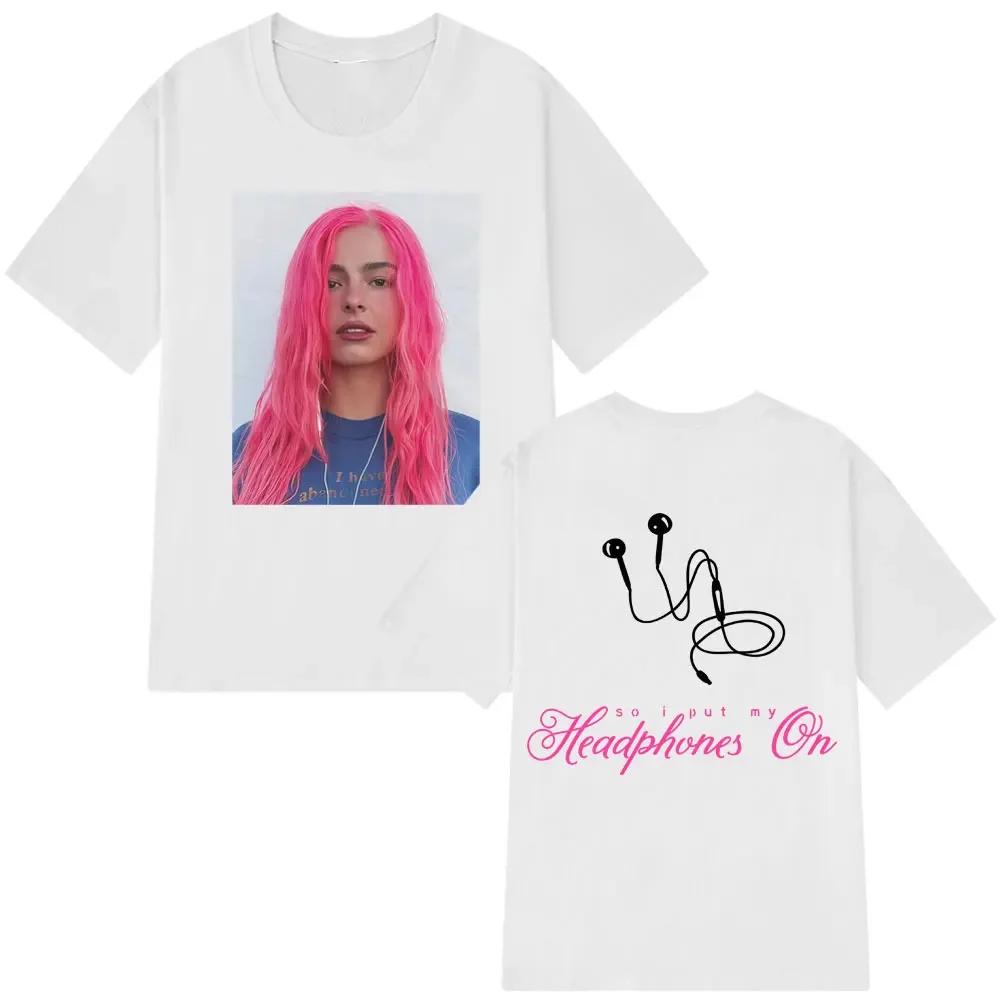 Addison Rae Headphones Fashion Graphic Tshirt Unisex Wounisex Cotton Casual Loose T Shirt Fan Gifts Summer Aesthetic Casual Tshirts
