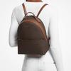 Michael Kors Sheila Mochila de Lona Revestida com Fechamento em Zíper Monograma Clássico Mochila Feminina Marrom Dourado 35F3G6HB6B-BROWN