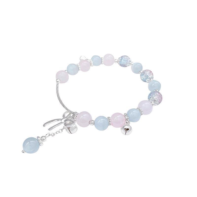 Korean Style Cat's Eye Stone Beaded Bracelet: Elegant Bow Design, Women's Jewelry Collection