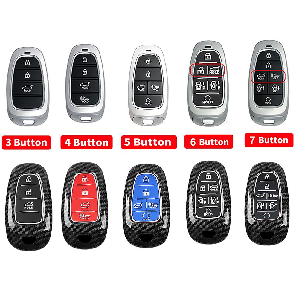 Abs Carbon Fiber Car Key Cover Case For Hyundai Tucson Hybrid Nexo Nx4 Grand Santa Fe Solaris Sonata    Accessories