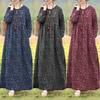 Vintage Floral Dress Woman  Bohemian Long Dresses Casual Long Sleeve Maxi Vestidos Loose Robe Femme Oversize