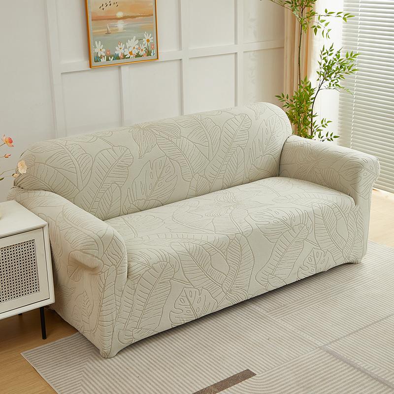 1 Stück Blättermuster Sofakissenbezug Elastische Passform Weicher Jacquard Waschbarer Sofaüberwurf für Wohnzimmer Couch Kissenbezüge
