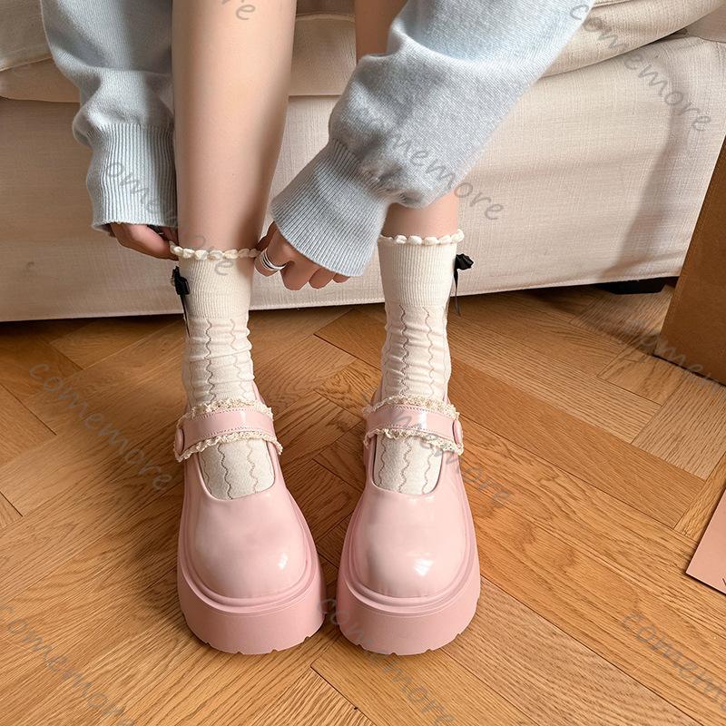 Fashion Comemore Retro Shallow Mouth Loafers Spring Autumn New Leather Pumps Shoes Casual Platform Heightening Mary Jane Single Shoes