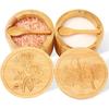 Bamboo Salt Cellar, 2 PCS Salt Container with Built-in Spoon, Salt Box Bowl with Magnetic Swivel Lid, Elegant Kitchen Salt Holder Saver Jar To Storage