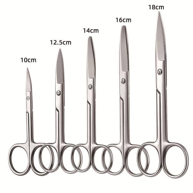 420 Stainless Steel Multi-Purpose Scissors: Large Curved, Straight, Round Tip for Surgical, Beauty, Nose Hair, Eyelid, and Teaching Use.