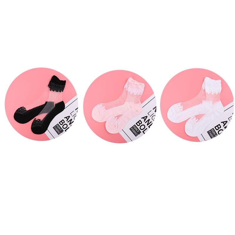 3/5 Pairs New Product Crystal Silk Tide Socks Women Breathable Sexy Black Lace Girls Nylon Casual High Quality Sox New Year Gift