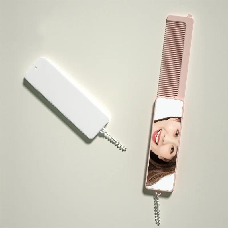 1pc Portable Folding Mirror 3-in-1 Mini Vanity Mirror Makeup Mirror Makeup Comb Send A Gift To Your Girlfriend Hair Comb