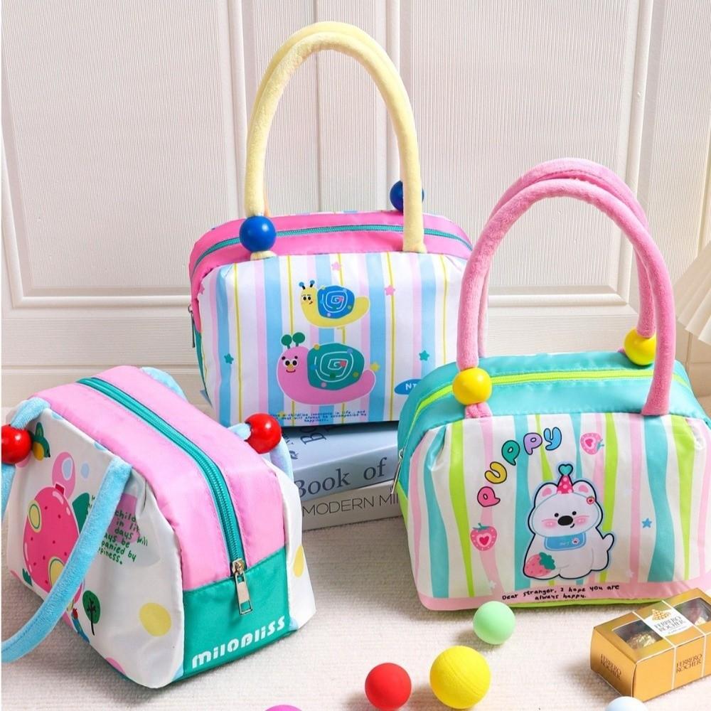 Cartoon Print Insulated Lunch Bag Aluminum Foil Large Capacity Outdoor Picnic Bag Portable Fresh-Keeping Students Lunchbox Bag