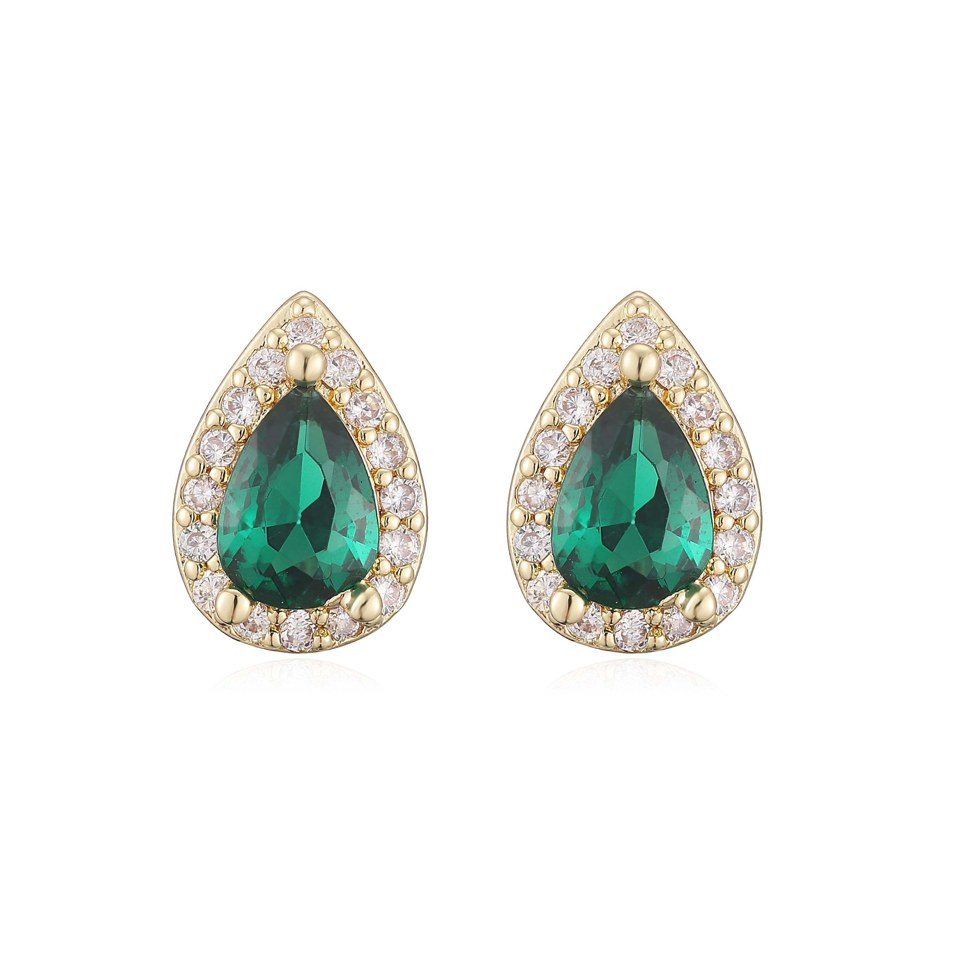

Square Sugar Teardrop-shaped Emerald-green Zircon Stud Earrings for Women – Elegant Jewellery for Banquets and Parties (Pair)