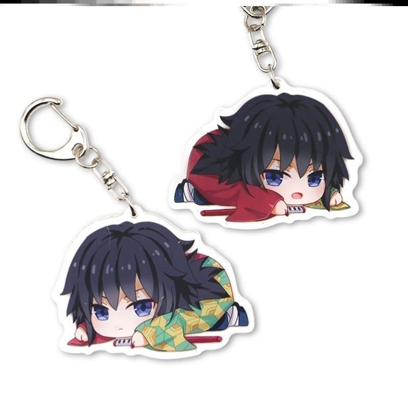 Keychain Pendant Anime Demon Slayer Kimetsu No Yaiba Kamado Tanjirou Double Sided HD Bag Pendant Gift For Fans Cosplay Props Jewelry Gift