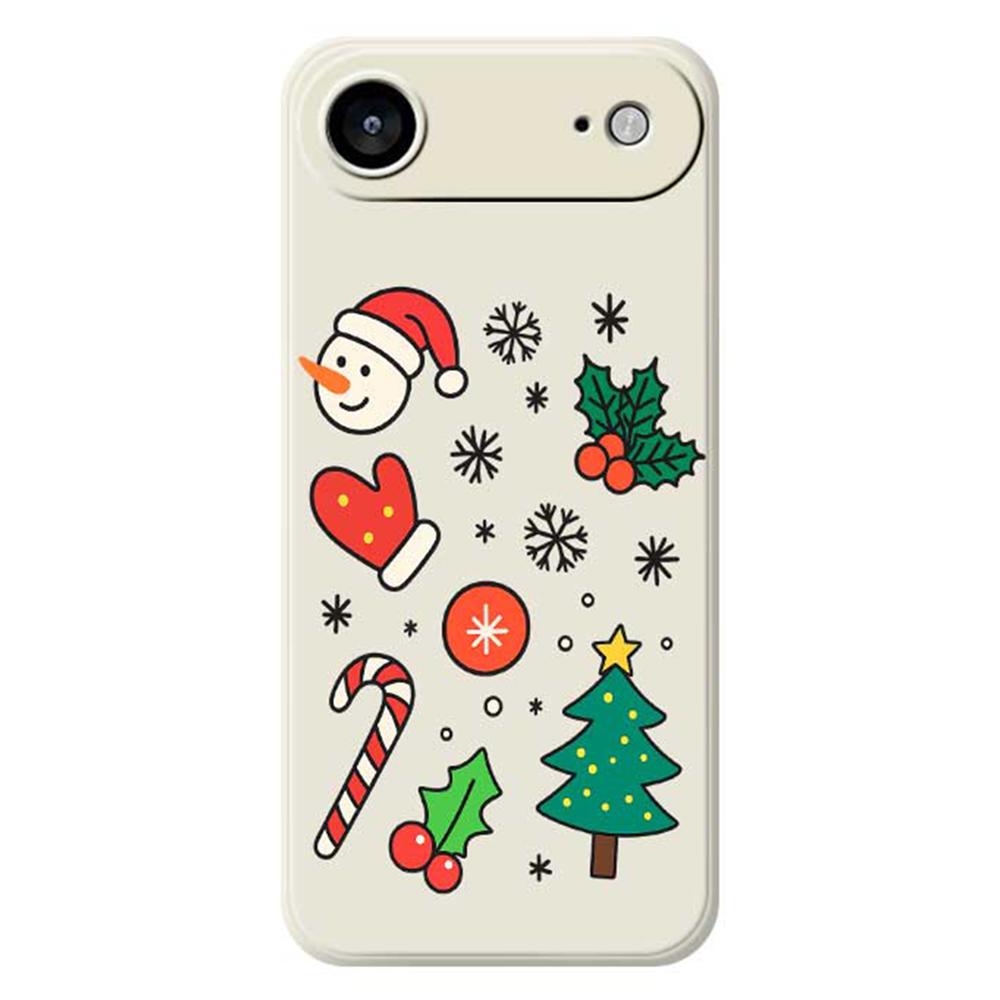 

For iPhone 17 Air Case Christmas Snowman and Tree Pattern Printing Straight Edge TPU Phone Back Cover Beige