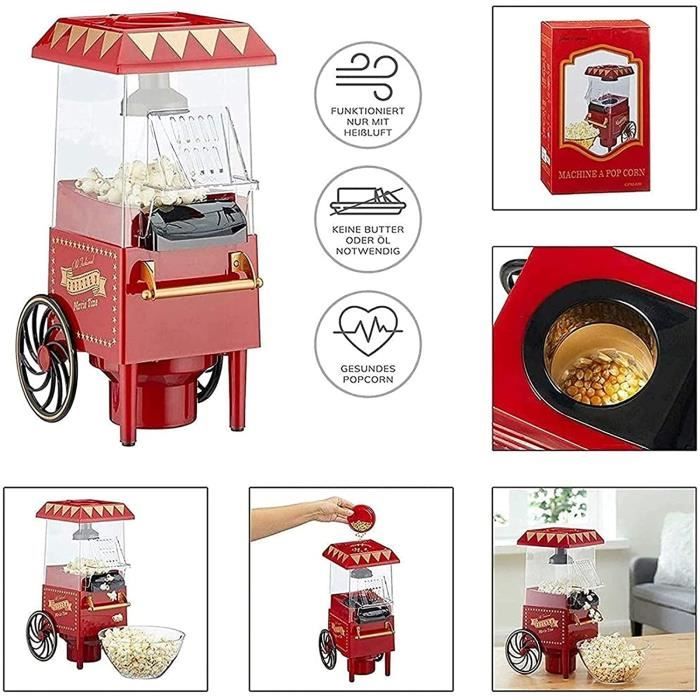 LITINGT Machine PopCorn rtro Machine PopCorn de Carnaval 1200W Facile Faire du PopCorn Plus sain en Moins de 3 Minutes Mac[445]