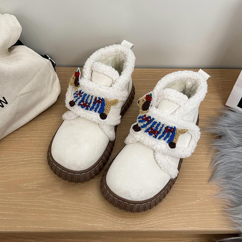 Women's Thick Bottom Cartoon Cute Winter Lightweight Warm Anti Cold Padded Snow Boots Non-slip Wear Casual Sneakers Cotton Boots Fur Shoes